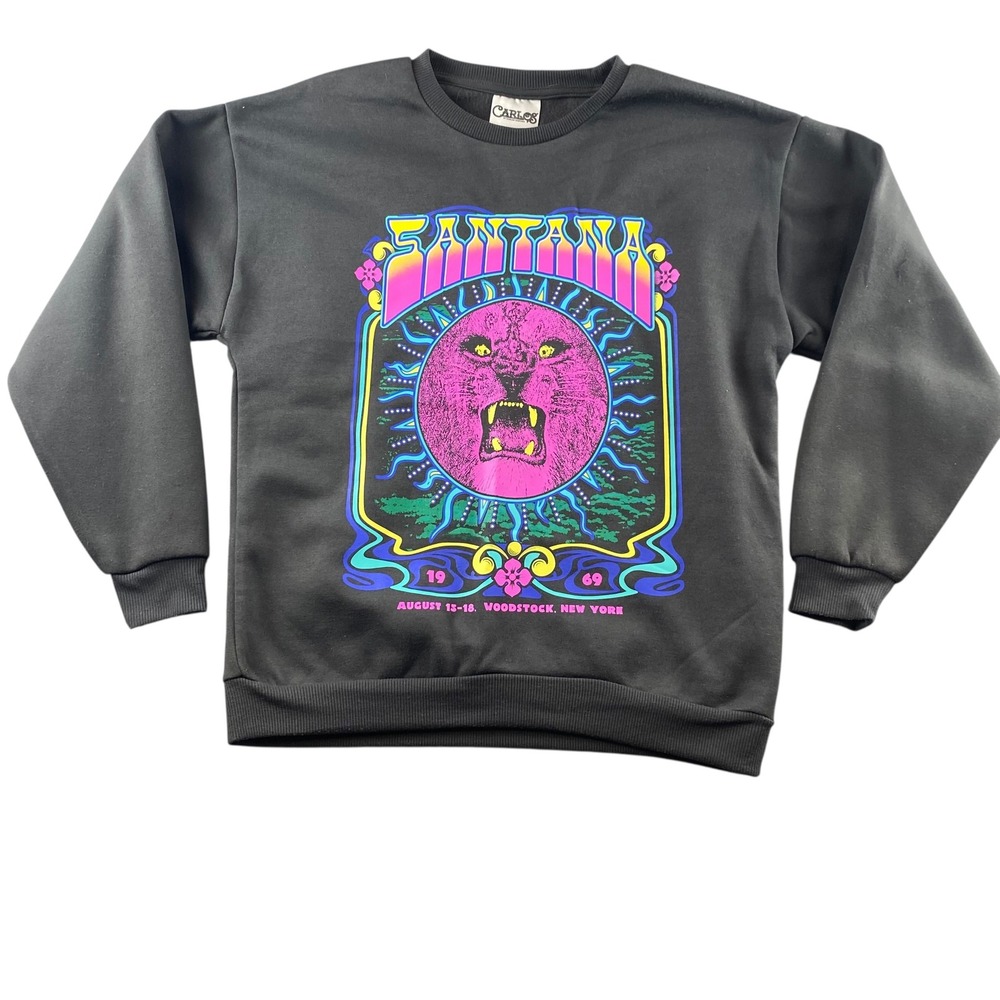 Carlos by Carlos Santana Woodstock 1969 Lion Graphic Sweatshirt‎ Black XS